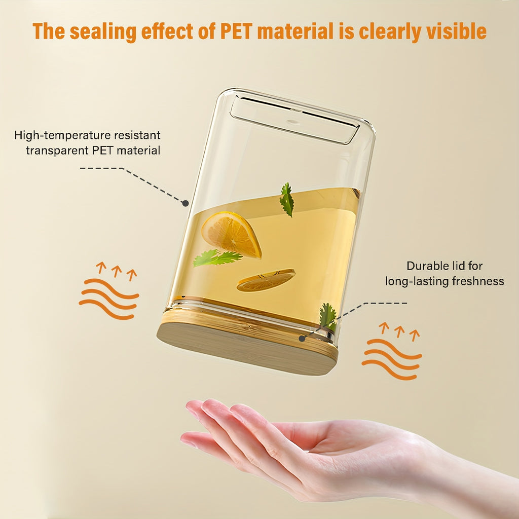 THELiFE 6\u002F10pcs Airtight Plastic Storage Canister with Wood\u002FPlastic Lid, Clear Food Storage Container Jar with Sealing Lid for Noodles Flour Cereal Rice Sugar Tea, Coffee Spaghetti, Kitchen Storage, Airtight Container, Durable Plastic