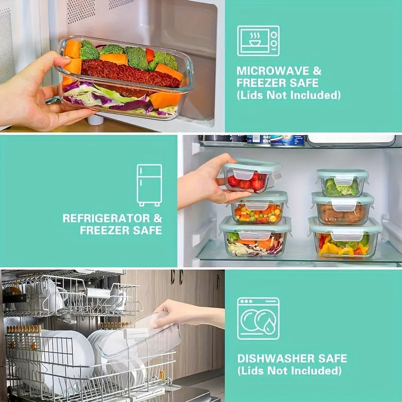 Essentials Pc Glass Storage Container Set with Snap Lock Lids - Watertight & Airtight Lids - Heat & Cold Resistant Glass - Microwave, Oven, Freeze & Dishwasher Safe - for Meal Prep & Baking