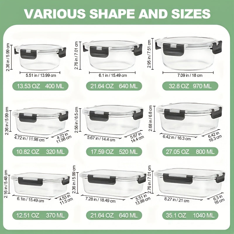 12pcs Thickened Storage Containers with Lids | Leak Proof Airtight Bento Boxes for Microwave, Oven, Freezer, and Dishwasher | Rectangular Shape, Clip-on Closure, Microwave Safe, Reusable by JIASLING