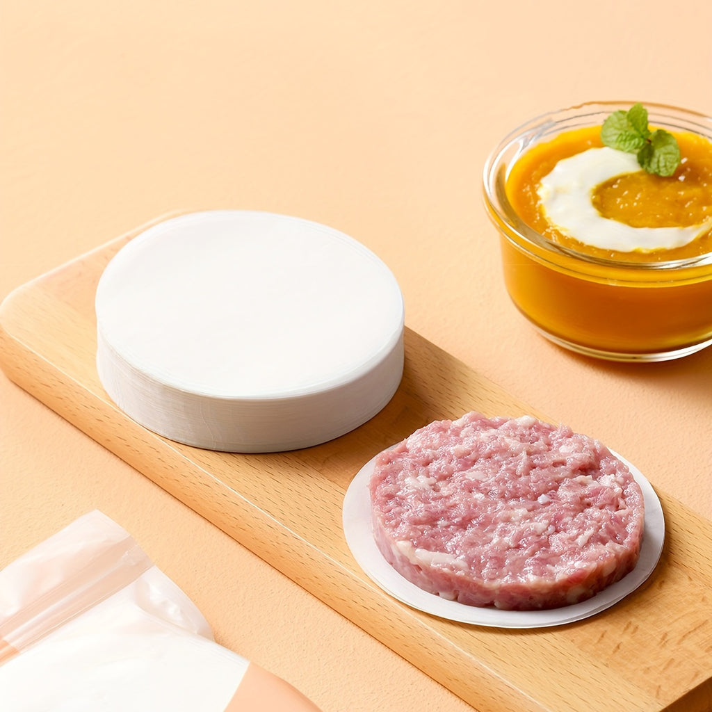 100\u002F500 Sheets Food-Grade Plastic Wrap Sheets - Ideal for Hamburger Patties, Hand Pies, and More - Versatile Kitchen Essentials, Kitchen Essentials|Plastic Wrap Sheets|Reusable Wrap