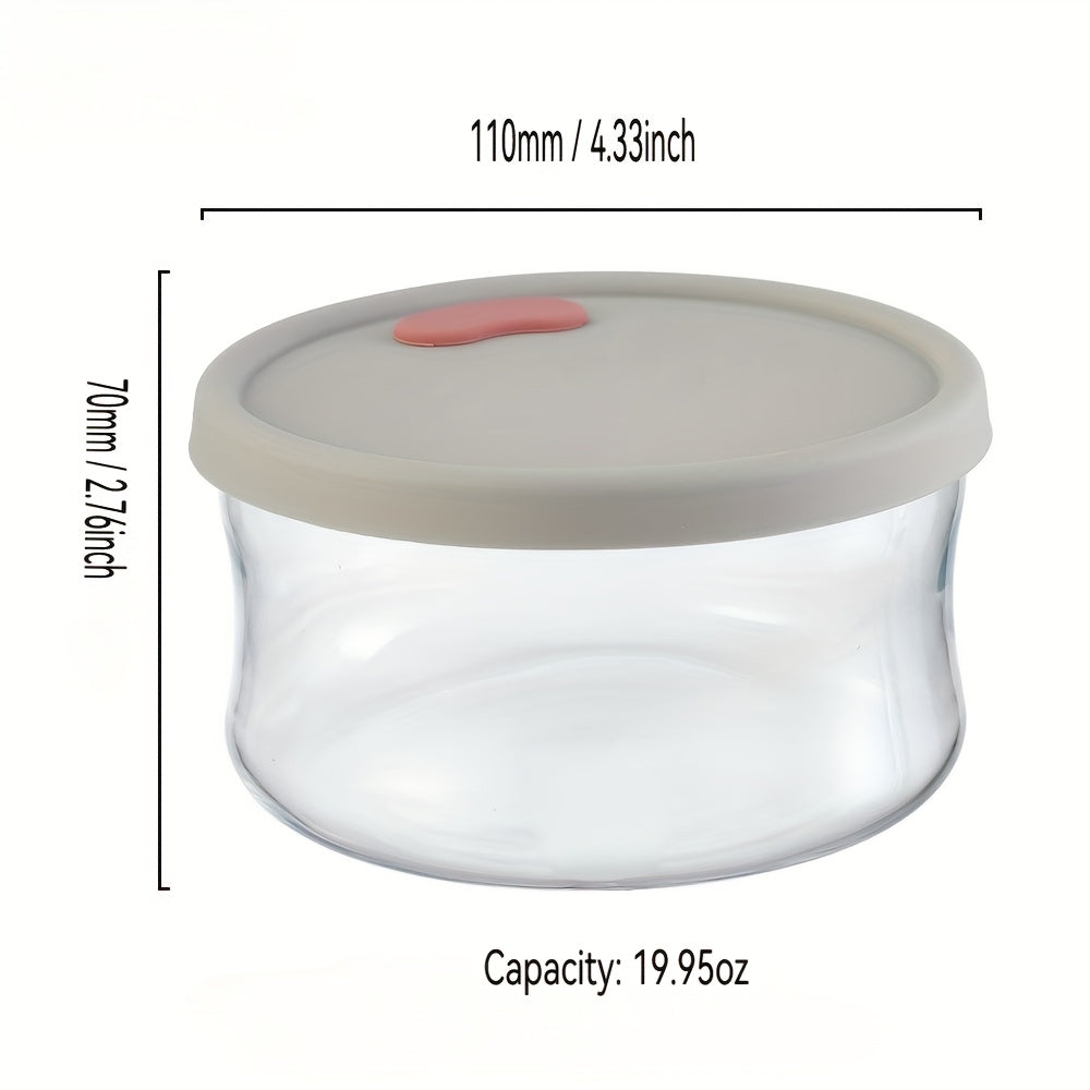 3pcs Glass Lunch Box with Flip-Top Lid - Airtight Thermal Container, Heat-Resistant for Microwave Heating & Refrigerator Storage, Round Bento for Office,, - Lightweight Glass Meal Keeper 3pcs
