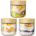 2\u002F3\u002F4\u002F6pcs 10oz (Approx. 283.5 g) Overnight Oats Containers with Bamboo Lids, Glass Jars with Airtight Lids for Meal Prep, Wide Mouth Mason Salad Jars, Glass Food Storage Containers for Yogurt, Chia, Snacks, Spices, and Sugar