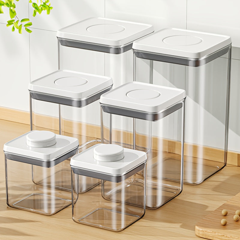 A Set of Two Stackable Storage Containers, Perfect for Keeping Grains, Snacks, Flour, And Pasta