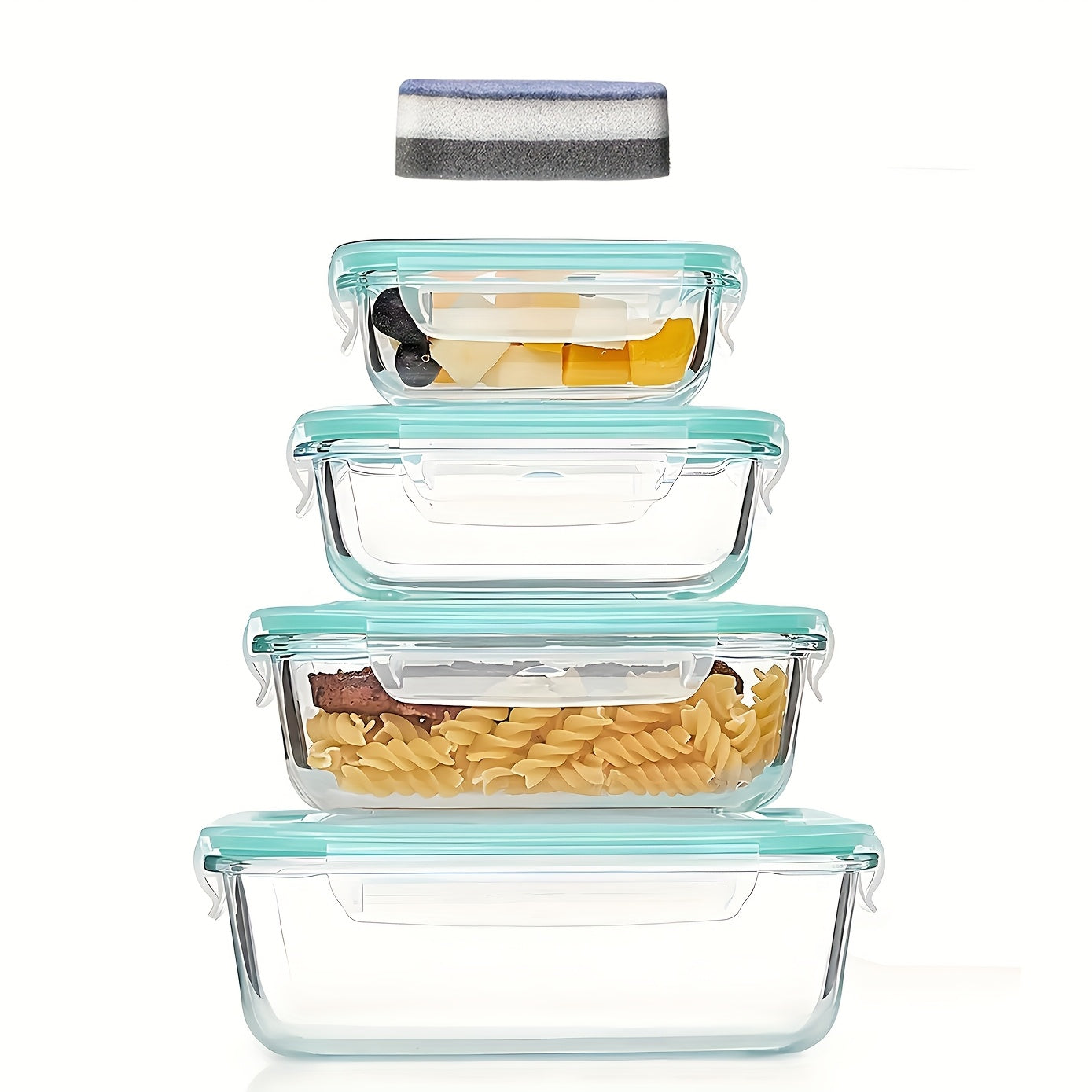 Essentials Pc Glass Storage Container Set with Snap Lock Lids - Watertight & Airtight Lids - Heat & Cold Resistant Glass - Microwave, Oven, Freeze & Dishwasher Safe - for Meal Prep & Baking