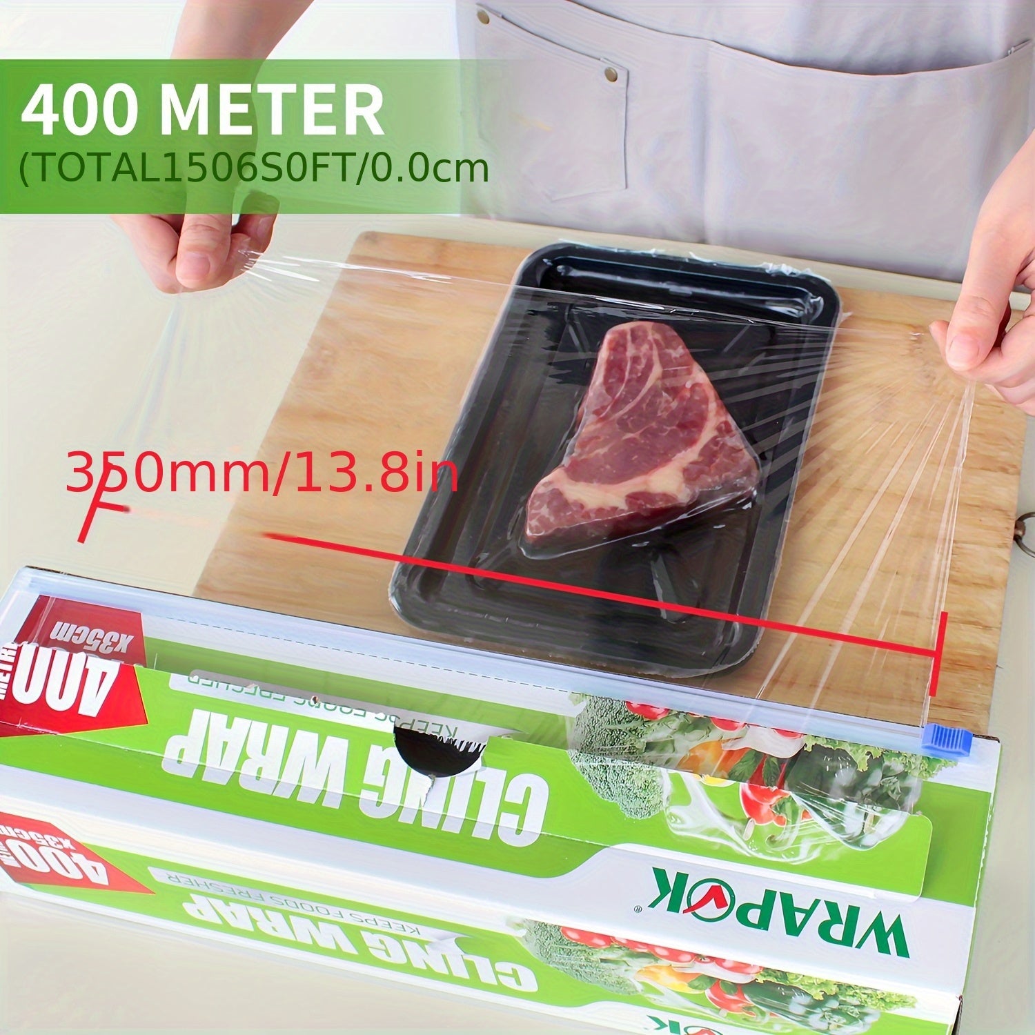 400m Cling Film | WRAPOK PE Plastic Food Wrap | Heavy Duty & Leakproof | Kitchen Essential | Freezer Safe & Multipurpose Use