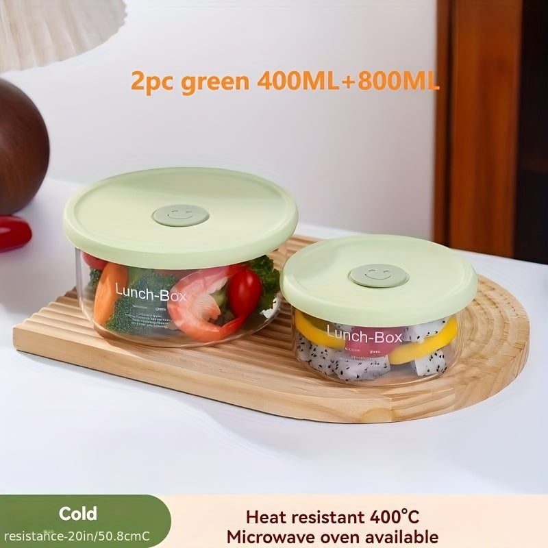 1\u002F2pcs of Stackable Borosilicate Glass Storage Containers, Equipped with Airtight Silicone Lids - Leak-Proof Microwave-Safe Lunch Boxes, Suitable for Refrigerator Storage Shelves for Meal Prep, Ideal for Grains, Meats, Fruits, And Vegetables