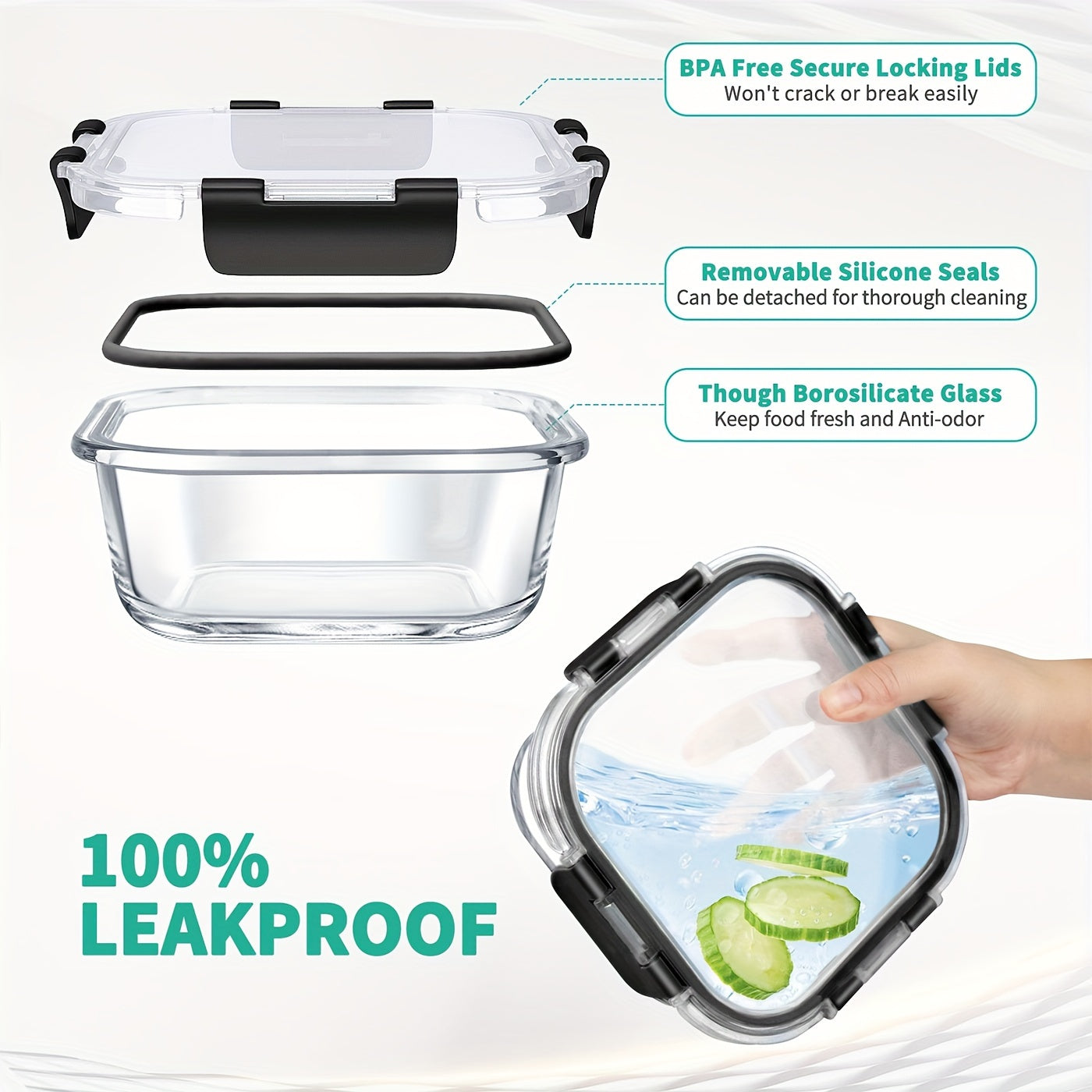 A 34pcs Collection of Storage Containers Complete with Lids, Featuring Airtight Meal Prep Options (17 Containers And 17 Lids), Designed to Be Leak-Proof, Bpa-Free, And Safe for Use in The Microwave, Oven, Freezer, And Dishwasher, in Black Color