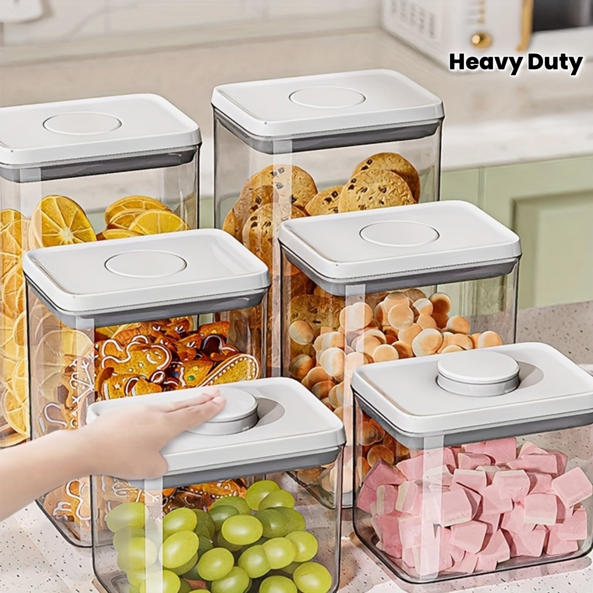 JOYBOS | Airtight JOYBOS 3pcs Airtight Food Storage Containers | Heavy-Duty PP Plastic, Flip-Top Lids | Press-Seal, Square Design for Snacks, Grains, Dry Goods - Kitchen Canisters (Reusable, Space-Saving)