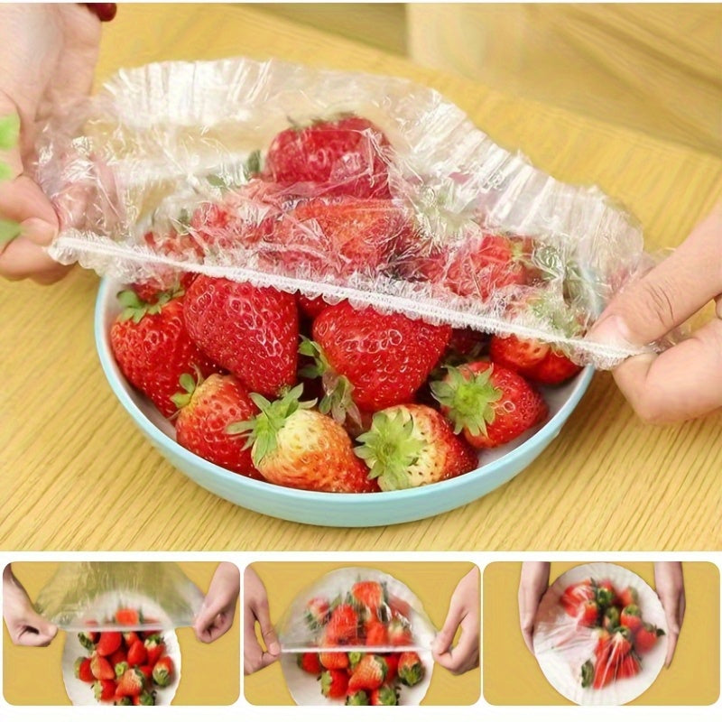 100pcs Retractable Food Preservation Film- Disposable Odorless Plastic Kitchen Film, Suitable for All Plate Sizes, Food Grade Material- Perfect Choice for Home, Restaurant, Picnic Use, Food Safety Packaging, Bright Color Design