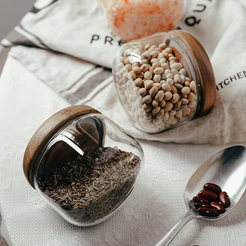 Airtight Glass Jars 4\u002F6 Pack Airtight Glass Jars | Freezer-Safe Pantry Containers for Coffee, Rice, Sugar, Beans - Spin Lids, Kitchen & Pantry Organization (4 or 6 Bottles)