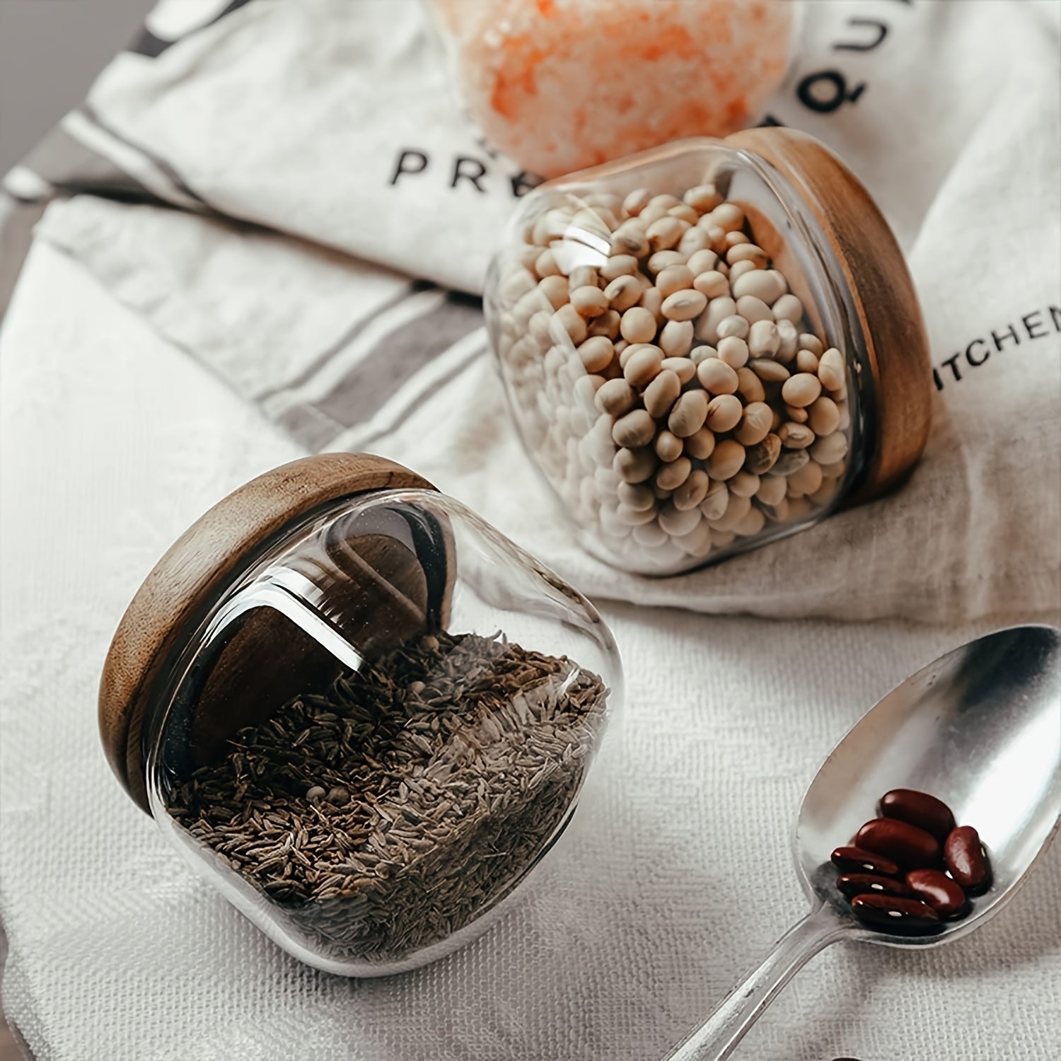 Airtight Glass Jars 4\u002F6 Pack Airtight Glass Jars | Freezer-Safe Pantry Containers for Coffee, Rice, Sugar, Beans - Spin Lids, Kitchen & Pantry Organization (4 or 6 Bottles)