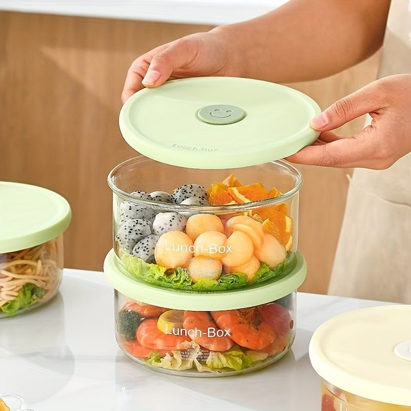 1\u002F2pcs of Stackable Borosilicate Glass Storage Containers, Equipped with Airtight Silicone Lids - Leak-Proof Microwave-Safe Lunch Boxes, Suitable for Refrigerator Storage Shelves for Meal Prep, Ideal for Grains, Meats, Fruits, And Vegetables