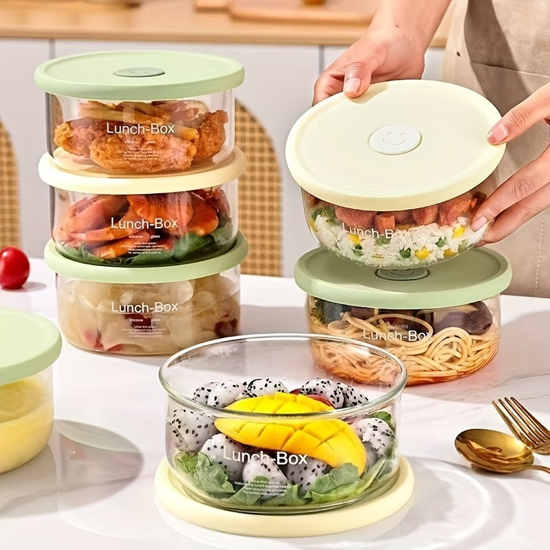1\u002F2pcs of Stackable Borosilicate Glass Storage Containers, Equipped with Airtight Silicone Lids - Leak-Proof Microwave-Safe Lunch Boxes, Suitable for Refrigerator Storage Shelves for Meal Prep, Ideal for Grains, Meats, Fruits, And Vegetables