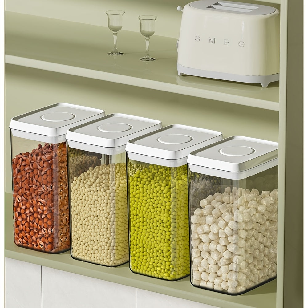 A Set of Two Stackable Storage Containers, Perfect for Keeping Grains, Snacks, Flour, And Pasta