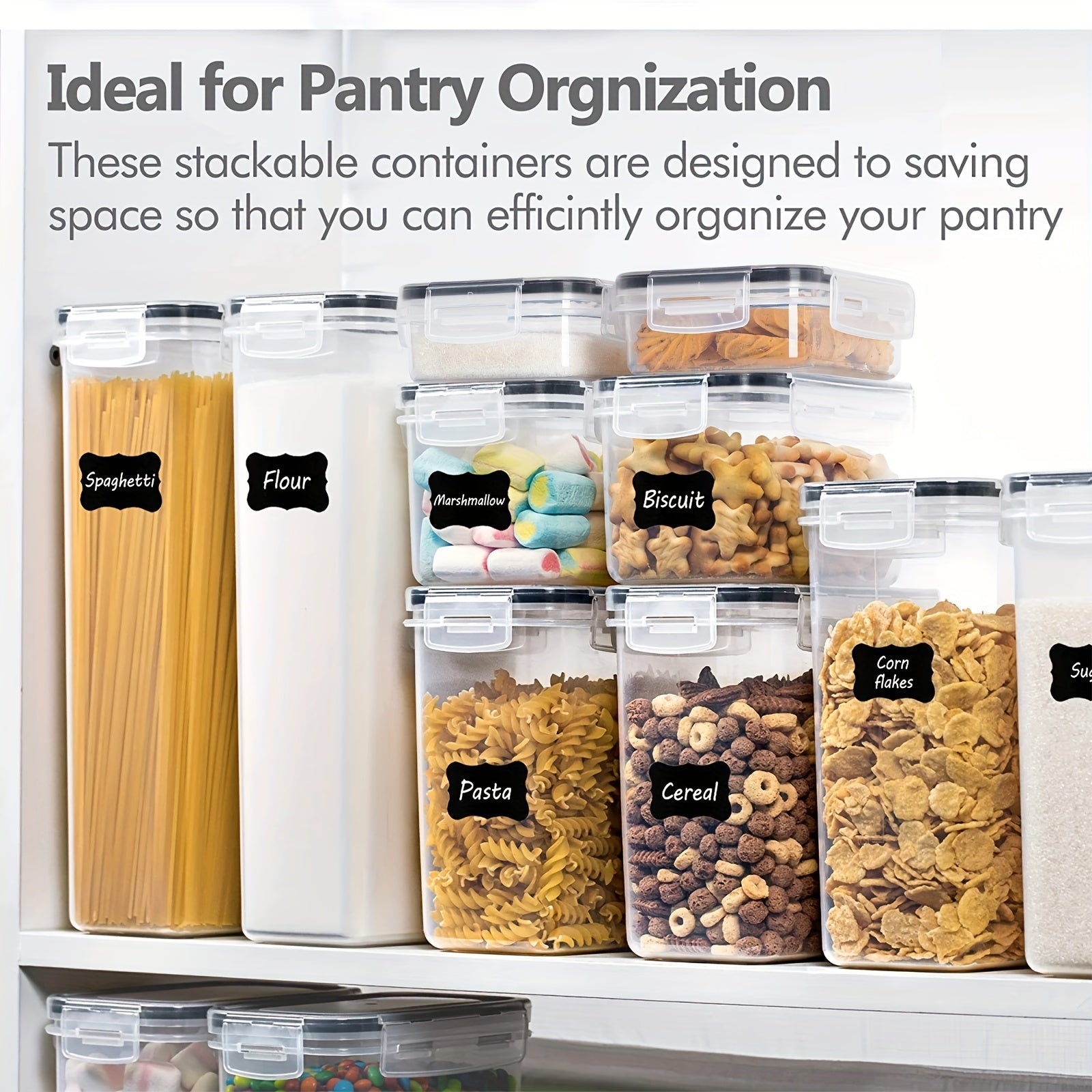 THELiFE 6\u002F10pcs Airtight Plastic Storage Canister with Wood\u002FPlastic Lid, Clear Food Storage Container Jar with Sealing Lid for Noodles Flour Cereal Rice Sugar Tea, Coffee Spaghetti, Kitchen Storage, Airtight Container, Durable Plastic