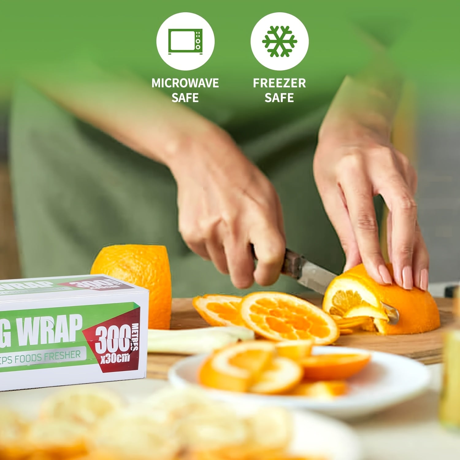 WRAPOK Catering Cling Film Dispenser and Cutter Kitchen Plastic Food Seal Wrap, Foodservice Cook's Tools for Kitchen, 300mm X 300m