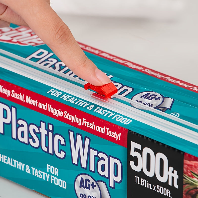 Food-grade Cling Film with Sliding Cutter, 1000ft Total Length, 11.81-inch Wide Roll, Suitable for Home, Kitchen, And Dining Room Use, Anti-fog, Easy-tear Design.