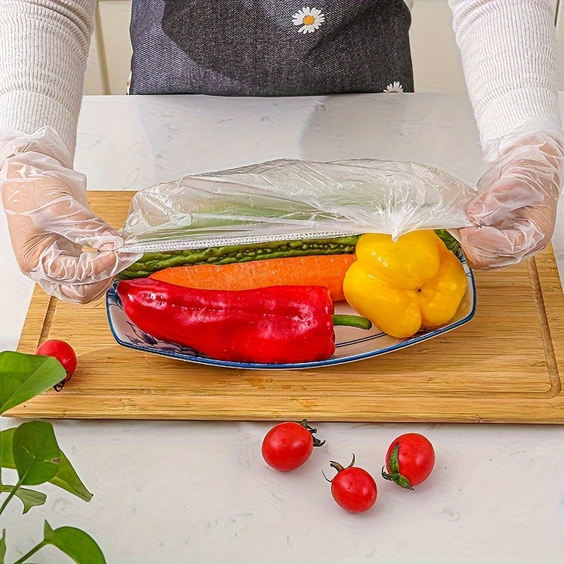 100pcs Retractable Food Preservation Film- Disposable Odorless Plastic Kitchen Film, Suitable for All Plate Sizes, Food Grade Material- Perfect Choice for Home, Restaurant, Picnic Use, Food Safety Packaging, Bright Color Design