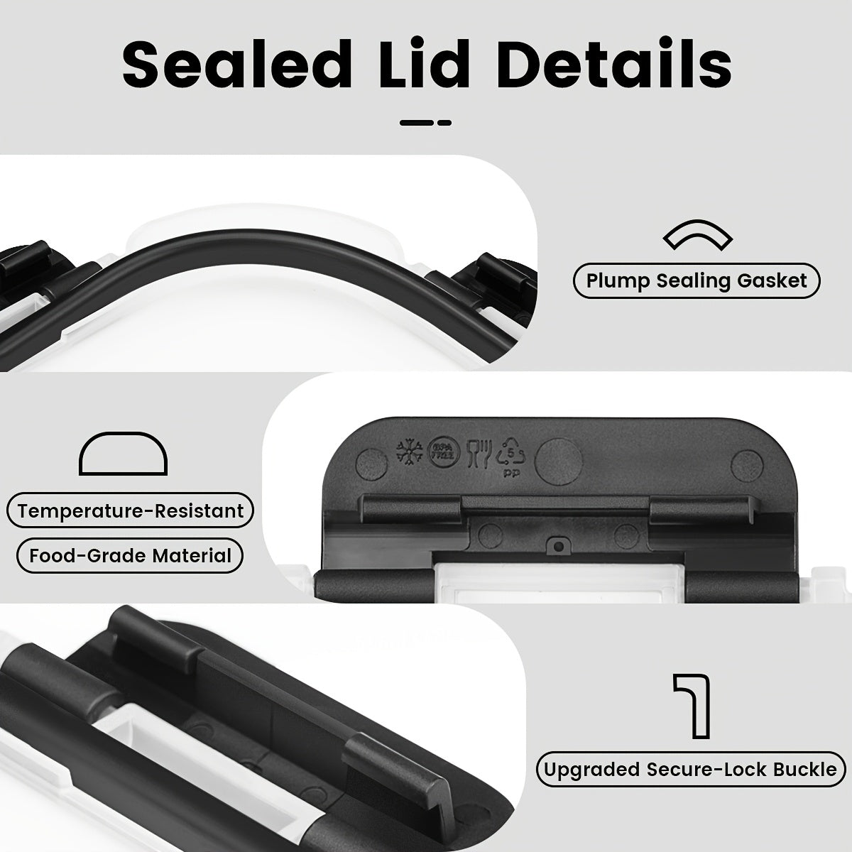 12pcs Thickened Storage Containers with Lids | Leak Proof Airtight Bento Boxes for Microwave, Oven, Freezer, and Dishwasher | Rectangular Shape, Clip-on Closure, Microwave Safe, Reusable by JIASLING