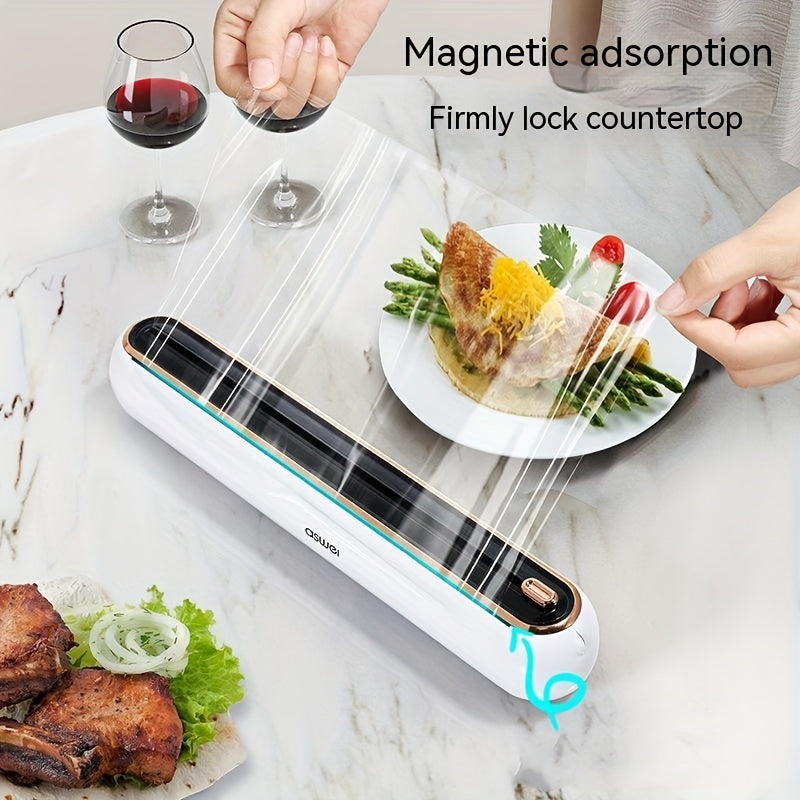 1set kitchen household food preservation dispenser, plastic cutting machine, aluminum foil preservation film storage rack, kitchen supplies that can be adsorbed on the refrigerator, preservation film cutting machine
