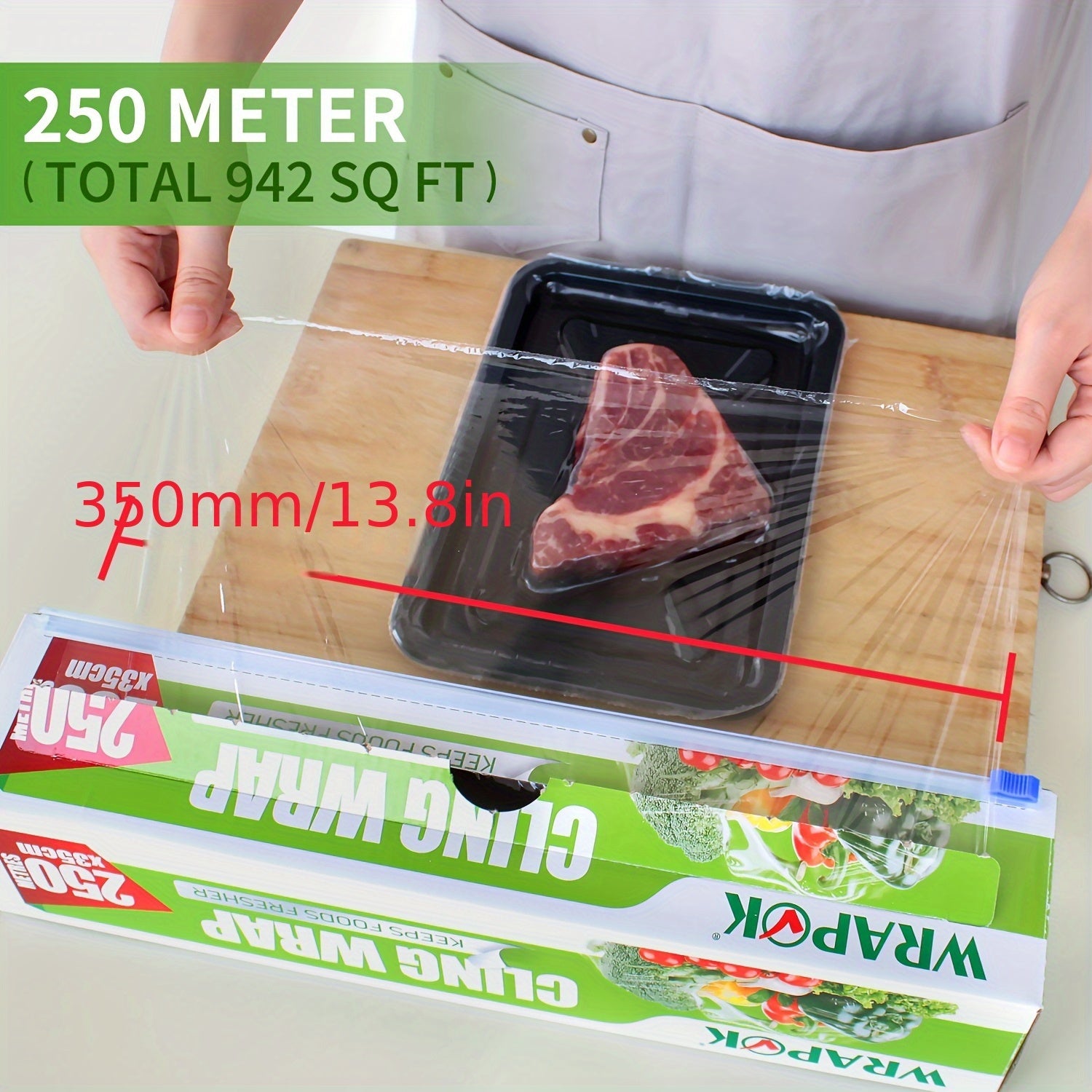 400m Cling Film | WRAPOK PE Plastic Food Wrap | Heavy Duty & Leakproof | Kitchen Essential | Freezer Safe & Multipurpose Use