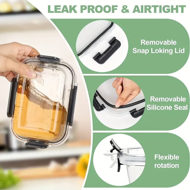 12pcs Thickened Storage Containers with Lids | Leak Proof Airtight Bento Boxes for Microwave, Oven, Freezer, and Dishwasher | Rectangular Shape, Clip-on Closure, Microwave Safe, Reusable by JIASLING