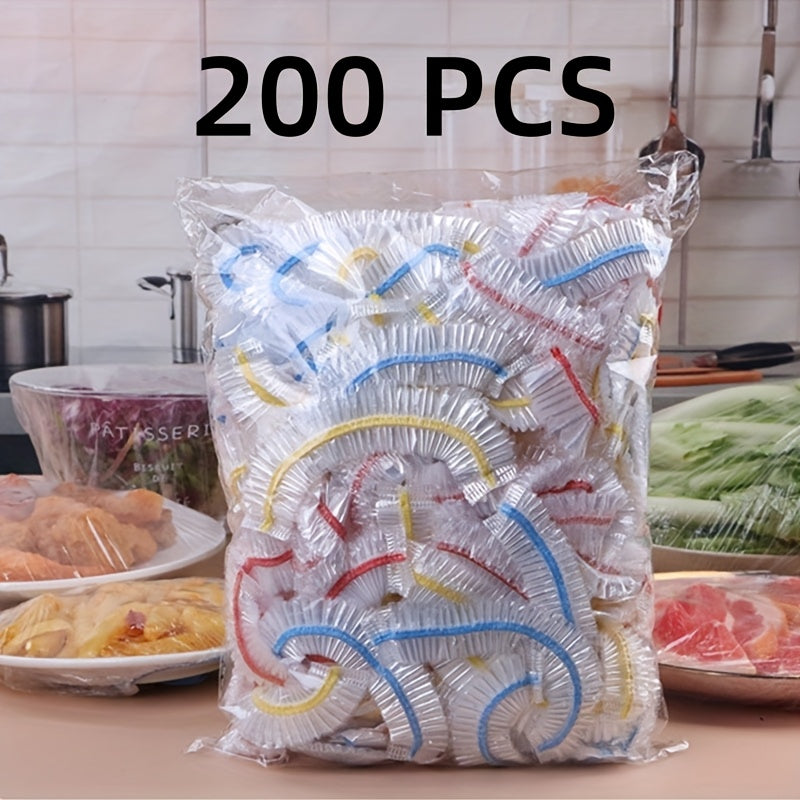 1200\u002F600\u002F200pcs Food Grade Plastic Wrap Covers for Freshness, 200\u002F600\u002F1200pcs, Colorful Disposable Food Covers, Fruit and Vegetable Saran Wrap for Kitchen, Picnic, BBQ - Safe for Food Contact