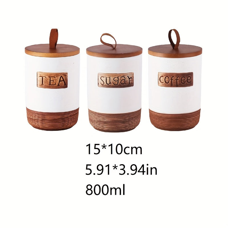 Airtight Ceramic Storage Jars 2pcs or 3pcs Airtight Ceramic Coffee & Tea Storage Jars with Flip-Top Lids - Pantry, Kitchen Containers for Spices, Dry Goods - Aesthetic Sealable Jars, Ideal for Gifting