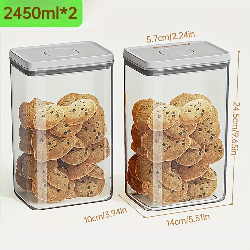 A Set of Two Stackable Storage Containers, Perfect for Keeping Grains, Snacks, Flour, And Pasta