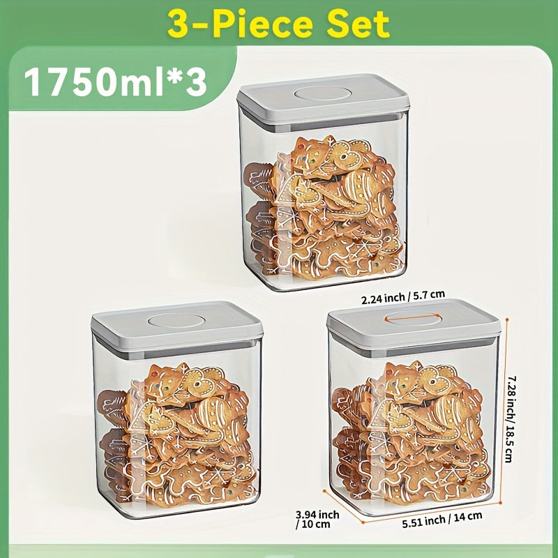 JOYBOS | Airtight JOYBOS 3pcs Airtight Food Storage Containers | Heavy-Duty PP Plastic, Flip-Top Lids | Press-Seal, Square Design for Snacks, Grains, Dry Goods - Kitchen Canisters (Reusable, Space-Saving)