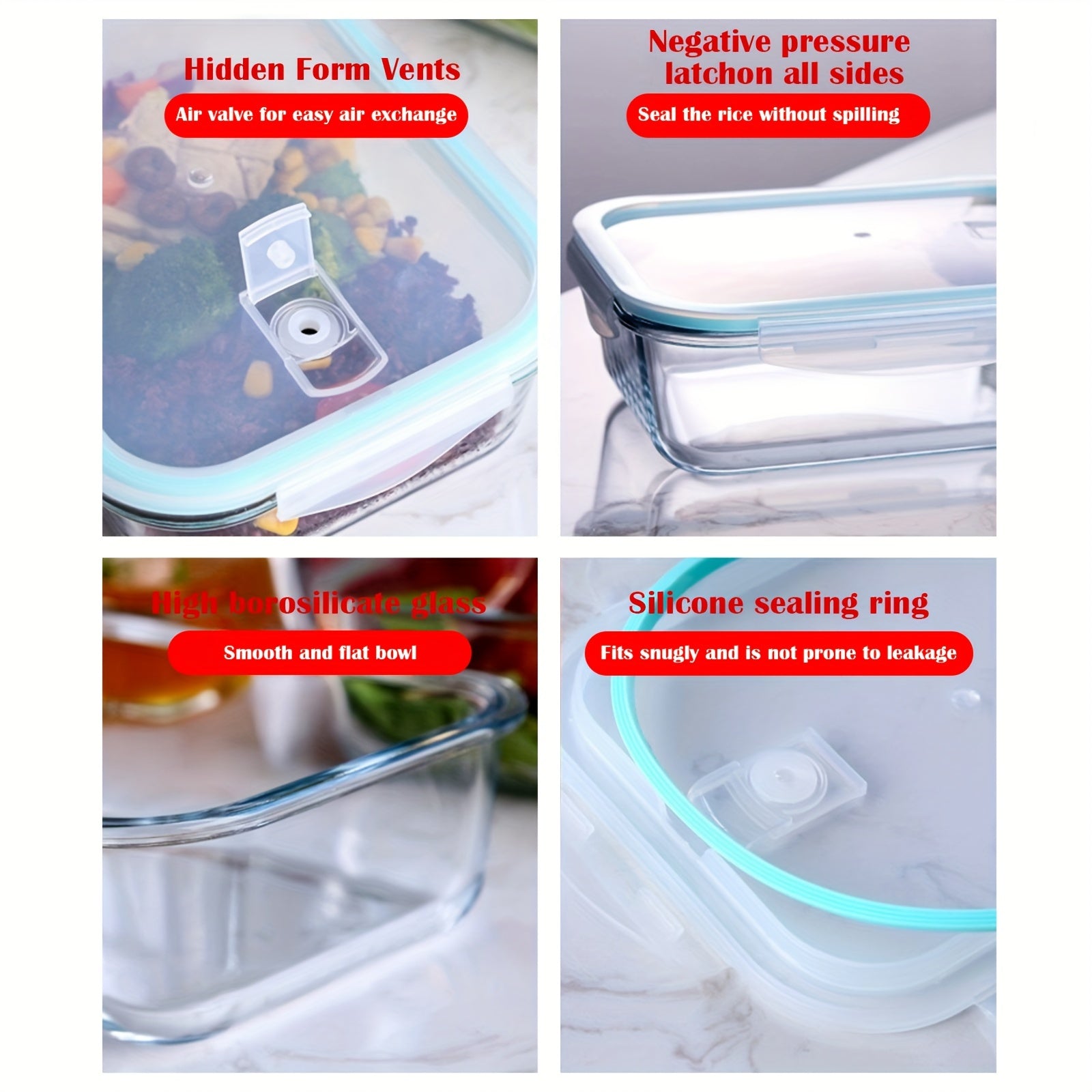 Essentials Pc Glass Storage Container Set with Snap Lock Lids - Watertight & Airtight Lids - Heat & Cold Resistant Glass - Microwave, Oven, Freeze & Dishwasher Safe - for Meal Prep & Baking