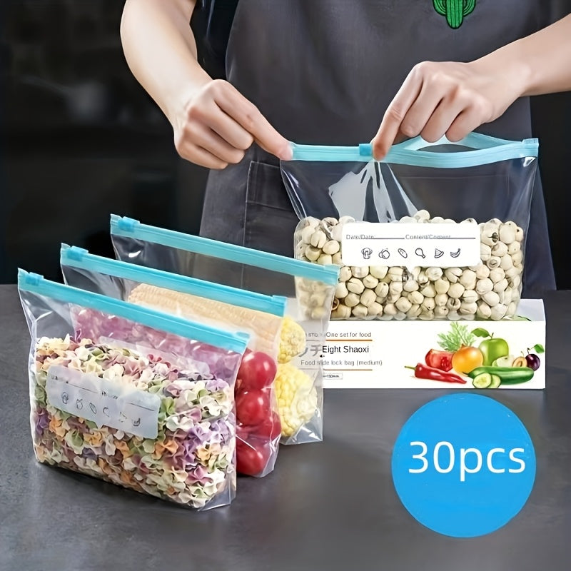 Reusable Storage Bags 10pcs\u002F20pcs\u002F30pcs Reusable Food Storage Bags with Zipper, Leak-Proof & Airtight Kitchen Freshness Bags - Ideal for Food Preservation,Reusable Produce Bag