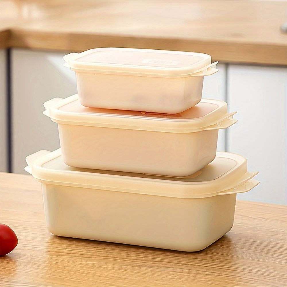 3pcs Thickened Transparent Sealed Storage Containers, Rectangular Freezer Boxes for Organizing in The Fridge, Made of Microwave-Safe Plastic for Storage
