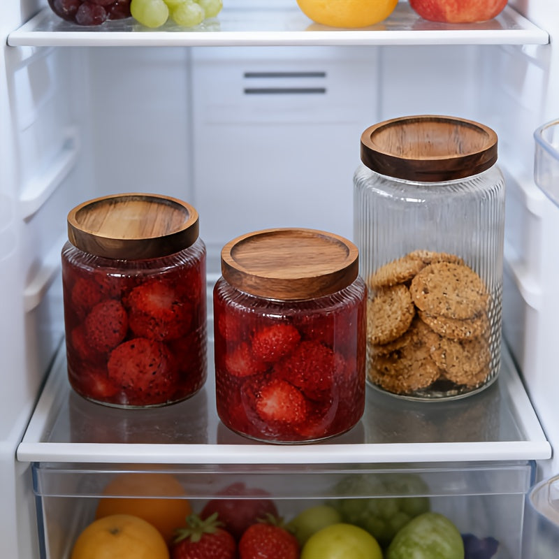 3pcs Glass Storage Jars with Seal Lids | Multipurpose Transparent Containers for Nuts, Coffee, Jam, Oats - Ideal for Camping, Dining, Refrigeration Use, Can Be Used as a Freshener Box