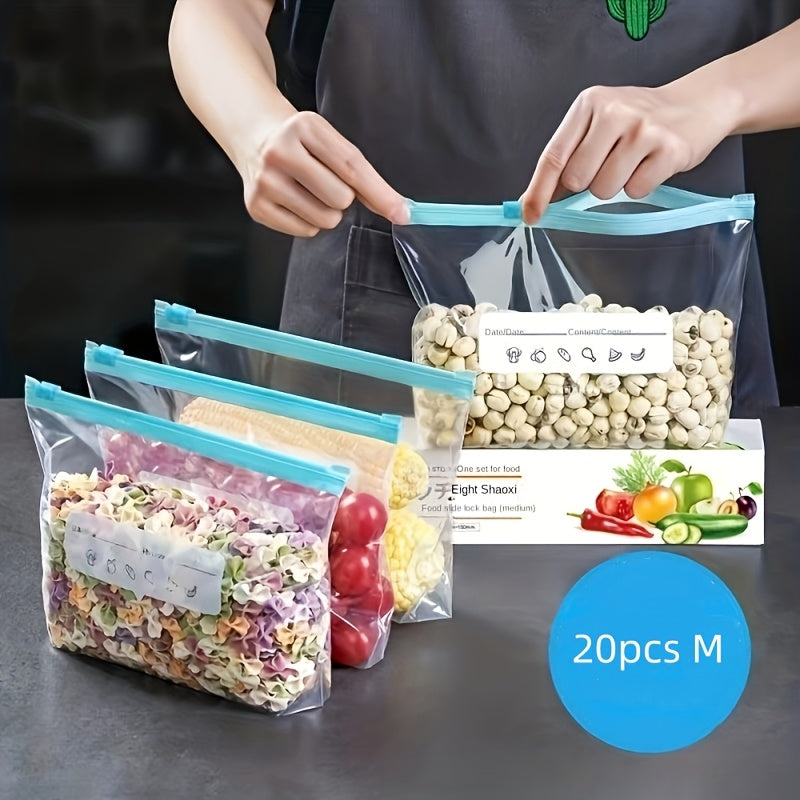 Reusable Storage Bags 10pcs\u002F20pcs\u002F30pcs Reusable Food Storage Bags with Zipper, Leak-Proof & Airtight Kitchen Freshness Bags - Ideal for Food Preservation,Reusable Produce Bag