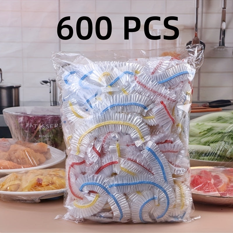 1200\u002F600\u002F200pcs Food Grade Plastic Wrap Covers for Freshness, 200\u002F600\u002F1200pcs, Colorful Disposable Food Covers, Fruit and Vegetable Saran Wrap for Kitchen, Picnic, BBQ - Safe for Food Contact