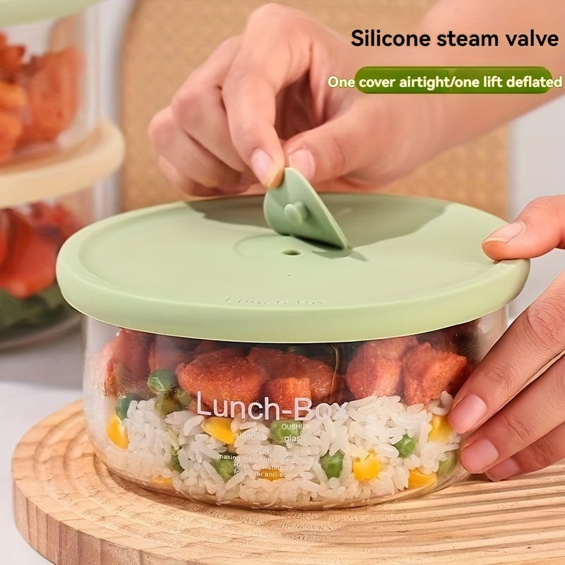 1\u002F2pcs of Stackable Borosilicate Glass Storage Containers, Equipped with Airtight Silicone Lids - Leak-Proof Microwave-Safe Lunch Boxes, Suitable for Refrigerator Storage Shelves for Meal Prep, Ideal for Grains, Meats, Fruits, And Vegetables