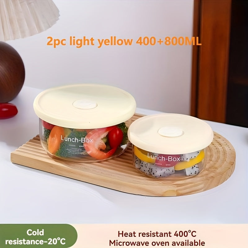 1\u002F2pcs of Stackable Borosilicate Glass Storage Containers, Equipped with Airtight Silicone Lids - Leak-Proof Microwave-Safe Lunch Boxes, Suitable for Refrigerator Storage Shelves for Meal Prep, Ideal for Grains, Meats, Fruits, And Vegetables