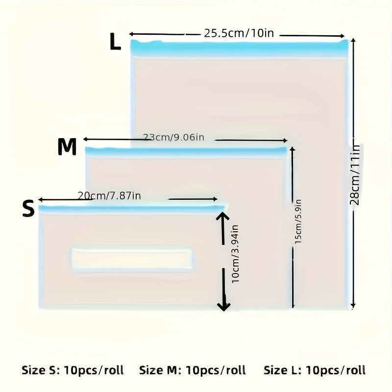 Reusable Storage Bags 10pcs\u002F20pcs\u002F30pcs Reusable Food Storage Bags with Zipper, Leak-Proof & Airtight Kitchen Freshness Bags - Ideal for Food Preservation,Reusable Produce Bag