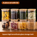 8pcs Glass Storage Containers with Bamboo Lids | Sealed, Leak-Proof Square Jars, Dishwasher Safe, Reusable Borosilicate Glass, Suitable for Tea, Coffee, Grains - Multi-Purpose Kitchen Organizer, 500ml\u002F17.5oz, Shatterproof Packaging