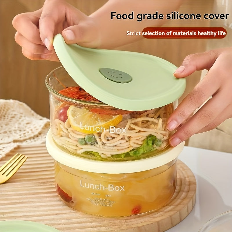 1\u002F2pcs of Stackable Borosilicate Glass Storage Containers, Equipped with Airtight Silicone Lids - Leak-Proof Microwave-Safe Lunch Boxes, Suitable for Refrigerator Storage Shelves for Meal Prep, Ideal for Grains, Meats, Fruits, And Vegetables