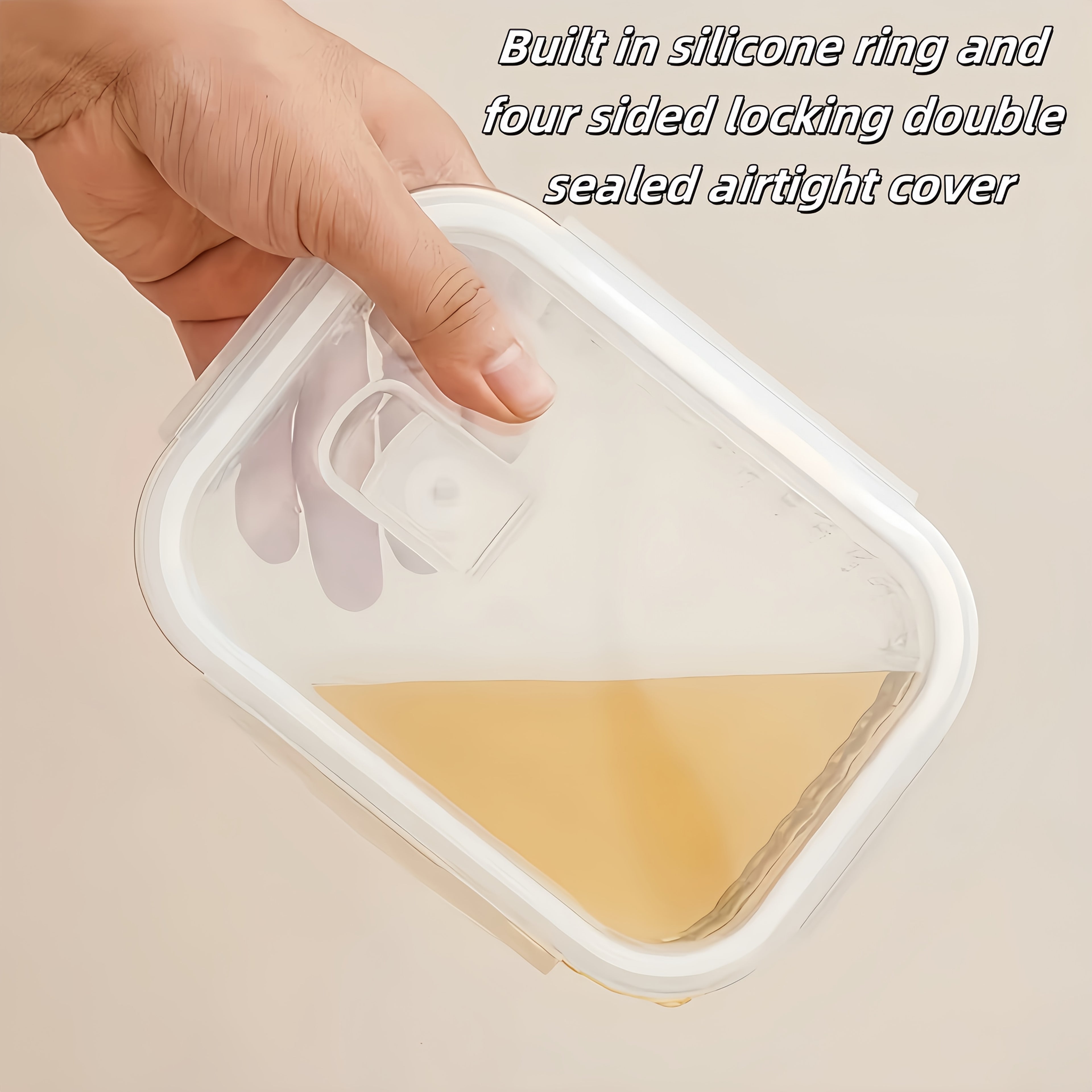 3pcs White Rectangular Vertical Stripe Set, Small\u002FMedium No Divider, Large with Two Dividers, Meets Different Storage Capacity Needs; Food Storage Containers with Leak-Proof Lids, Made of Thickened High Borosilicate Glass with Good Heat Resistance;