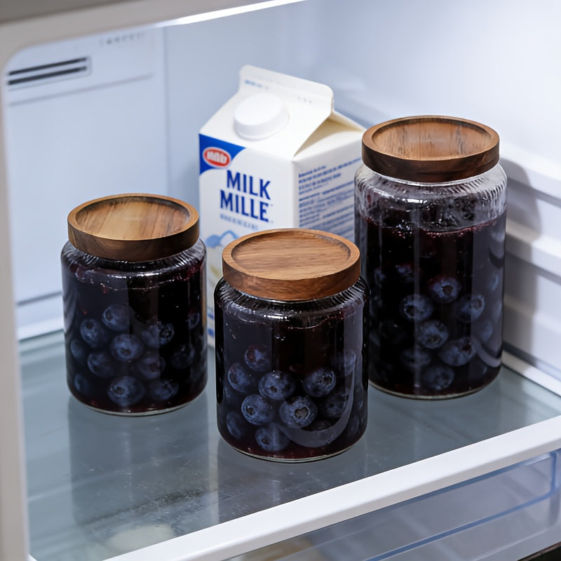 3pcs Glass Storage Jars with Seal Lids | Multipurpose Transparent Containers for Nuts, Coffee, Jam, Oats - Ideal for Camping, Dining, Refrigeration Use, Can Be Used as a Freshener Box