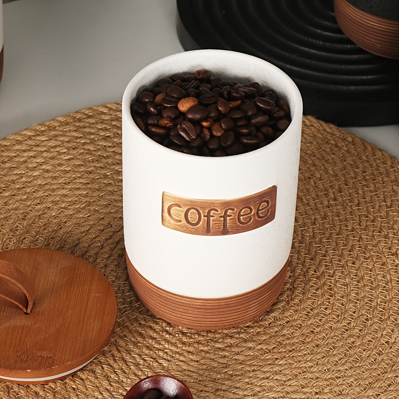 Airtight Ceramic Storage Jars 2pcs or 3pcs Airtight Ceramic Coffee & Tea Storage Jars with Flip-Top Lids - Pantry, Kitchen Containers for Spices, Dry Goods - Aesthetic Sealable Jars, Ideal for Gifting