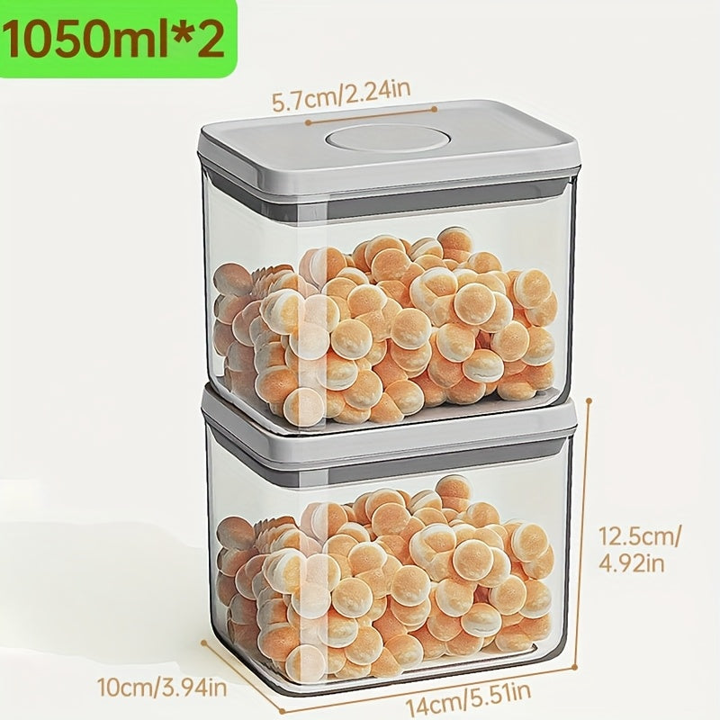 A Set of Two Stackable Storage Containers, Perfect for Keeping Grains, Snacks, Flour, And Pasta