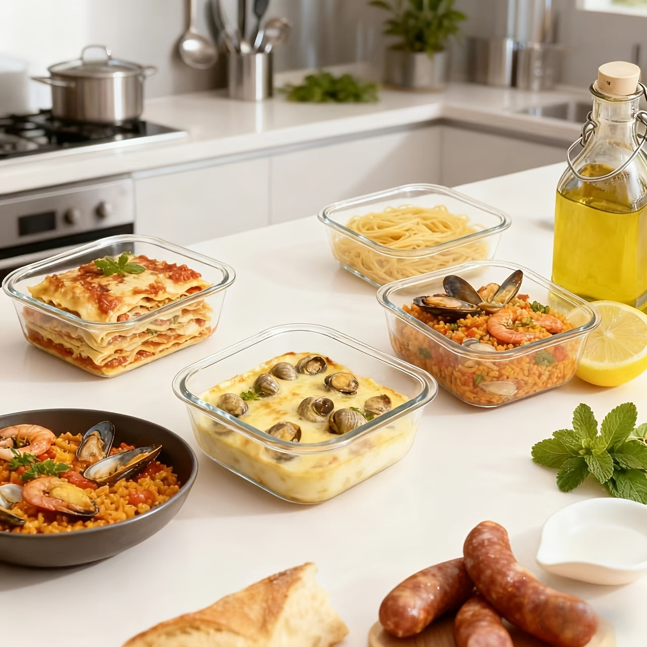 Large Capacity • Transparent Glass Insulated Lunch Box • High Borosilicate Heat-Resistant • Square Shape with Bamboo Lid • Microwave Safe • Reusable • Flip Top Closure