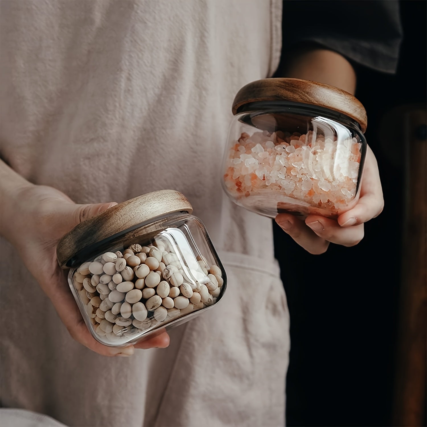 Airtight Glass Jars 4\u002F6 Pack Airtight Glass Jars | Freezer-Safe Pantry Containers for Coffee, Rice, Sugar, Beans - Spin Lids, Kitchen & Pantry Organization (4 or 6 Bottles)