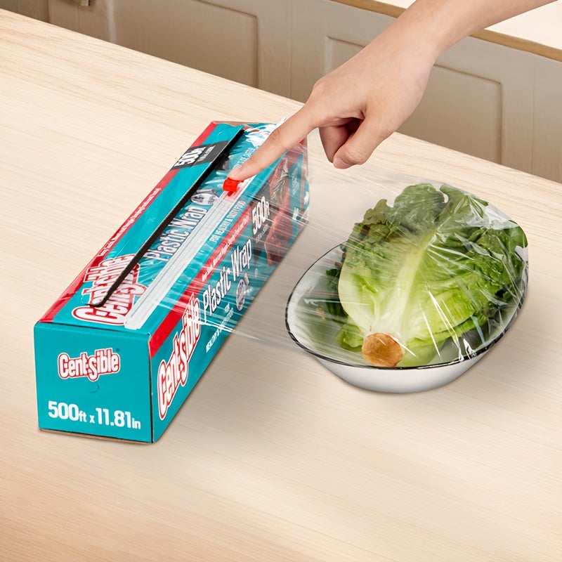 Food-grade Cling Film with Sliding Cutter, 1000ft Total Length, 11.81-inch Wide Roll, Suitable for Home, Kitchen, And Dining Room Use, Anti-fog, Easy-tear Design.